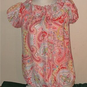 Sweet Pea New York & Company Paisley Off Shoulder Blouse XL Pink Boho Top